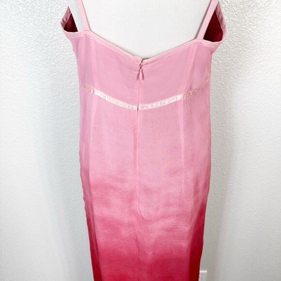 90s Y2K Vintage American Eagle HOCO Chiffon Pink Red Ombre Maxi Slip Dress 10 - Picture 6 of 15